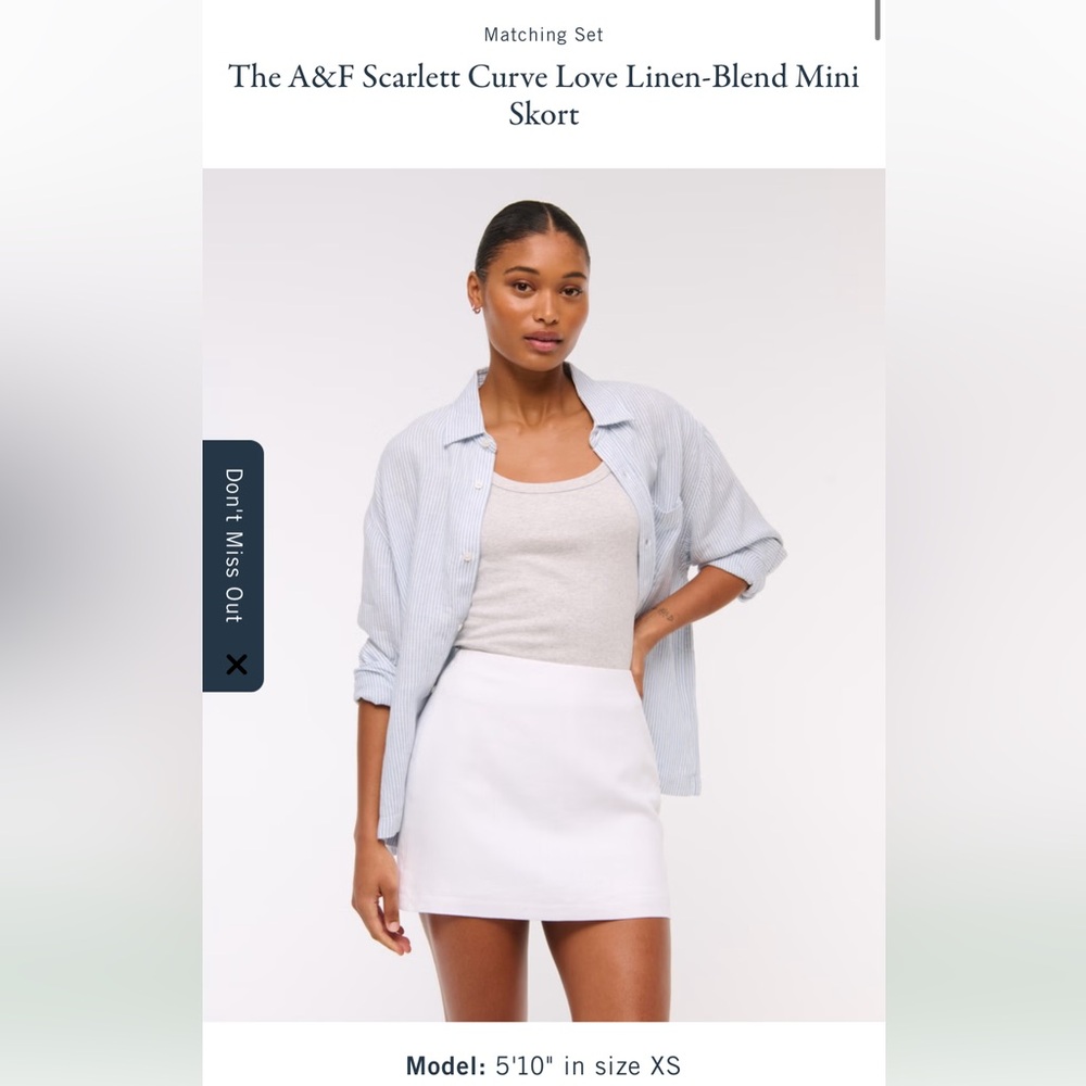 Abercrombie & Fitch Scarlett Curve Love Linen-Blend Mini Skort